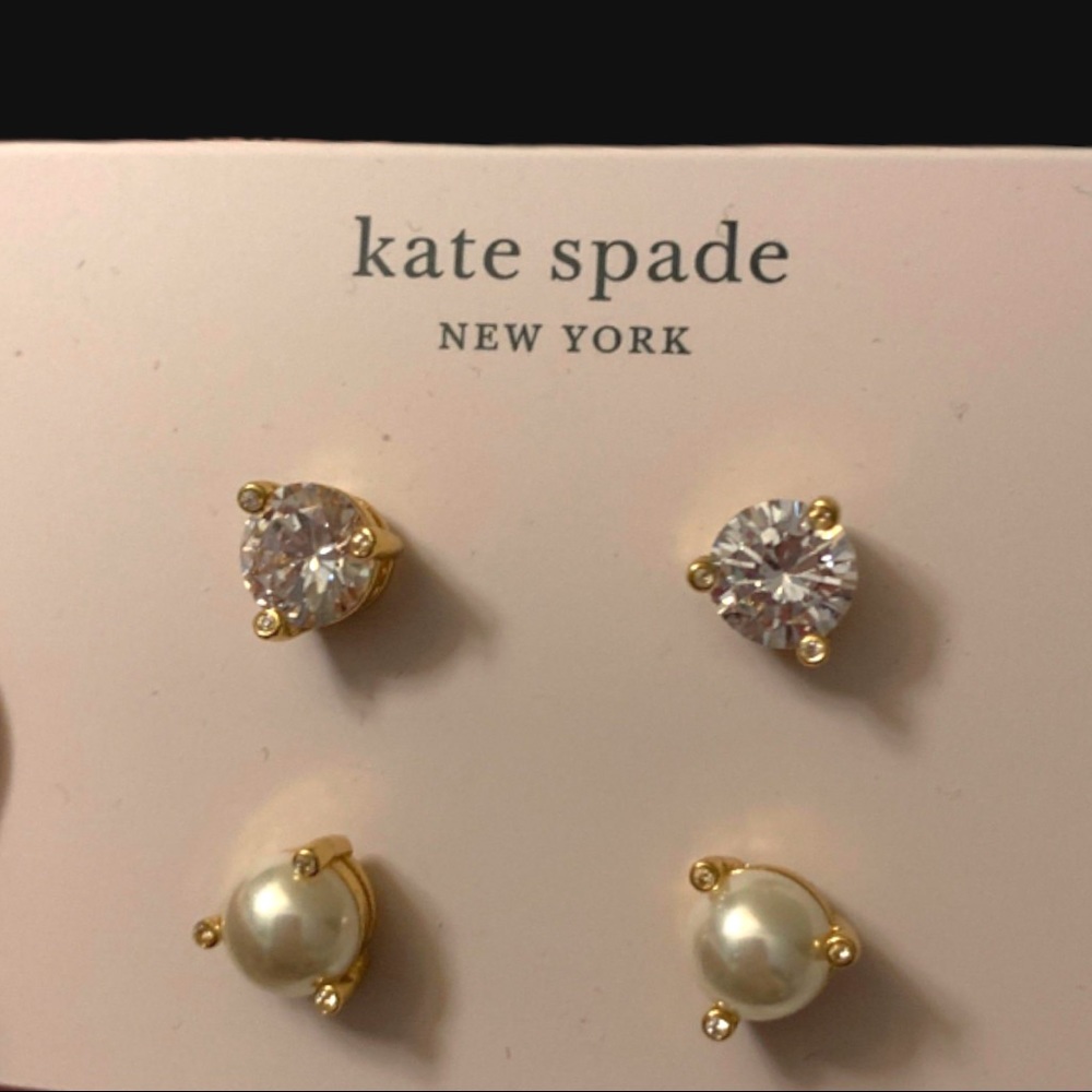 (REDUCED) KATE SPADE PEARL/CUBIC ZIRCONIA PR OF EARRINGS